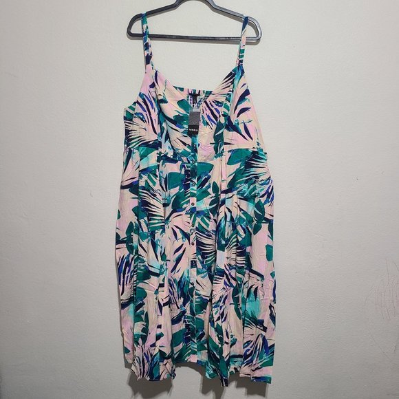 Torrid Tropical Print Challis Button Front Midi Dress Plus Size 5X Pink - Picture 1 of 8